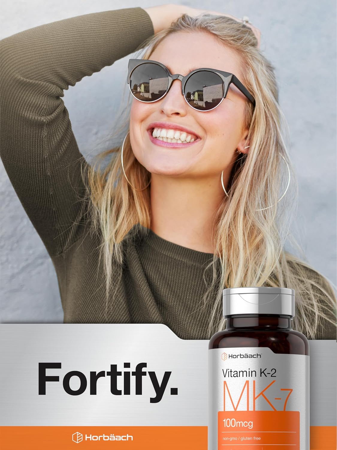 Horbäach Vitamina K2 MK7 100 mcg | 250 Cápsulas Blandas | Suplemento No-GMO Sin Gluten