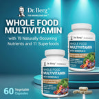 Dr. Berg Whole Food Multivitamin con Minerales - Multivitamínico Diario para Hombres y Mujeres - Incluye Mezcla Premium de Frutas y Verduras con Folato, Ácido Alfa Lipoico y Más - 60 Cápsulas