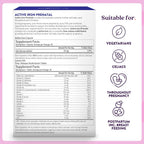 Active Iron Hierro 25mg + Multivitamínico Prenatal, 30 Cápsulas + 30 Comprimidos