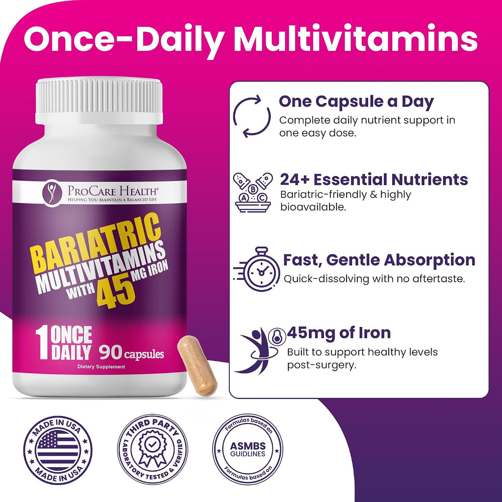 ProCare Health Multivitamínico Bariátrico 45mg Hierro – 90 Cápsulas