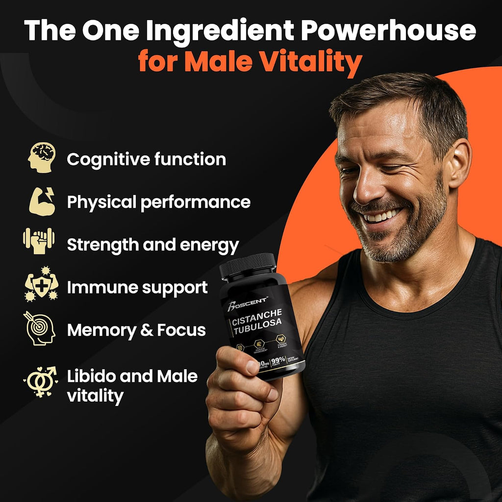 Cistanche Tubulosa Extract 500mg – 120 Cápsulas – 50% Echinacósidos, 10% Acteósidos | Suplemento Natural para Energía y Bienestar
