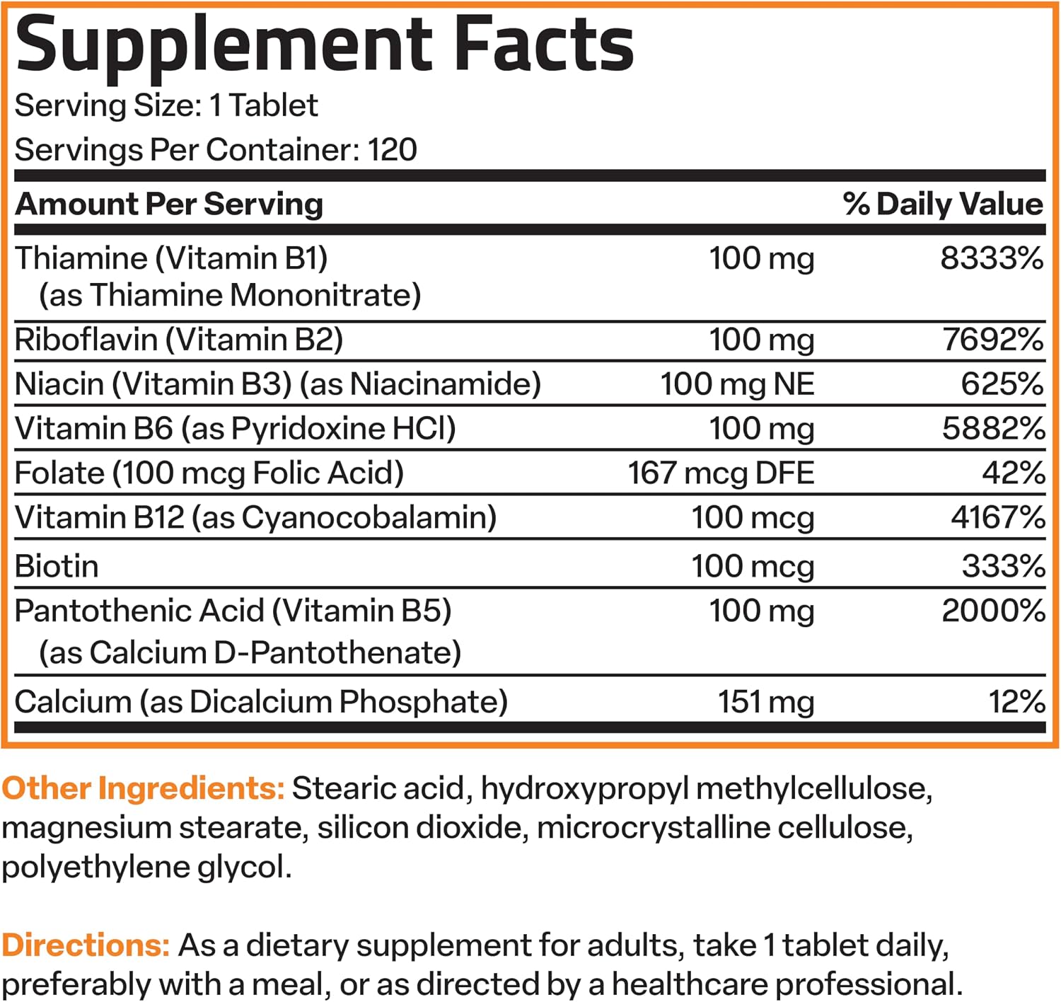 Bronson Super B100 Complejo B Vitamina B Liberación Sostenida - 120 Comprimidos