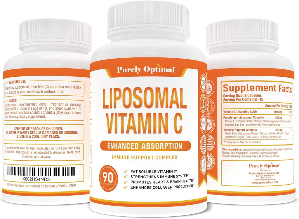 Purely Optimal Liposomal Vitamina C 1000 mg - 90 Cápsulas