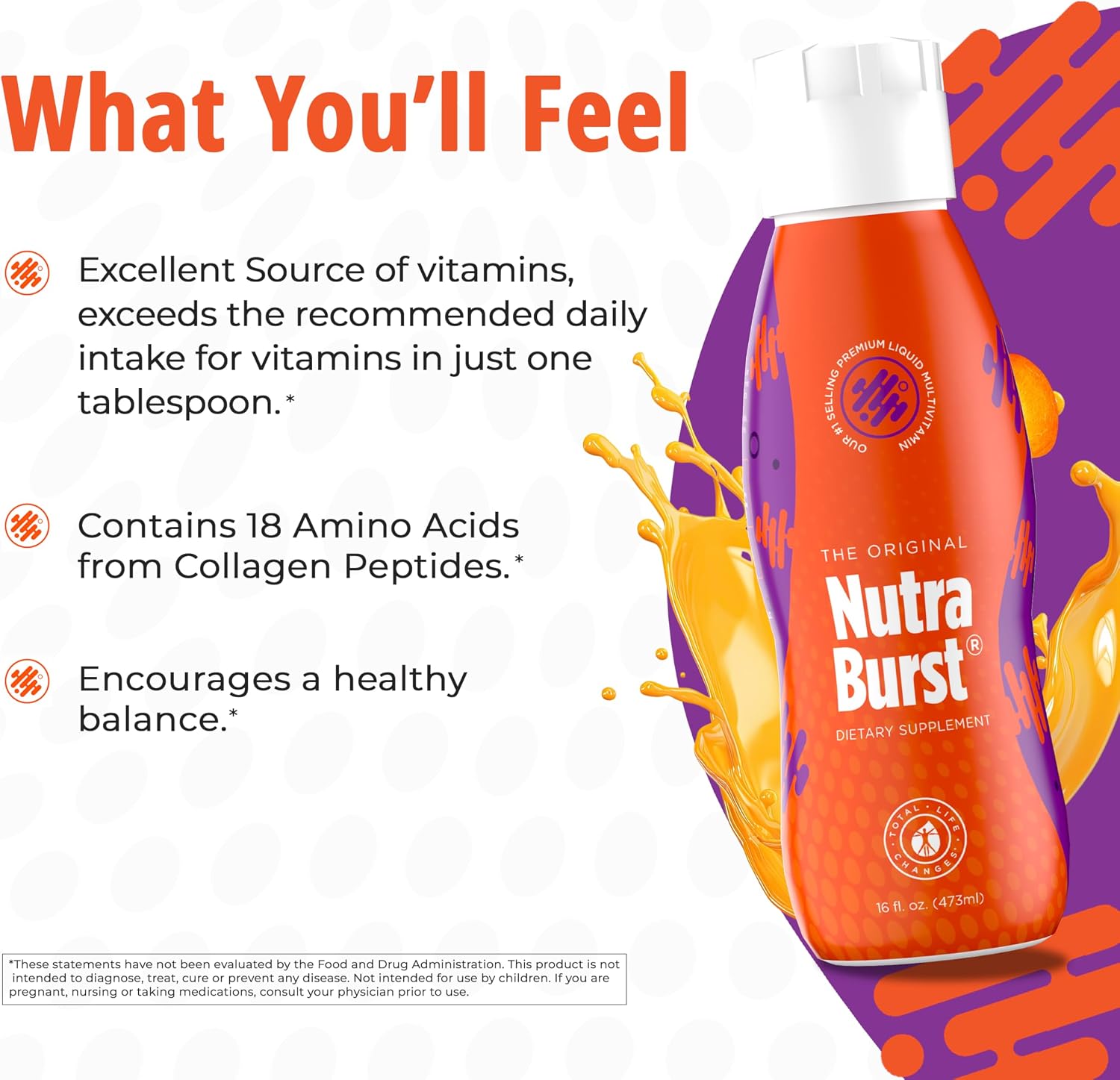 Total Life Changes NutraBurst - Multivitamínico Líquido, Apoyo Nutricional Diario, 473 ml