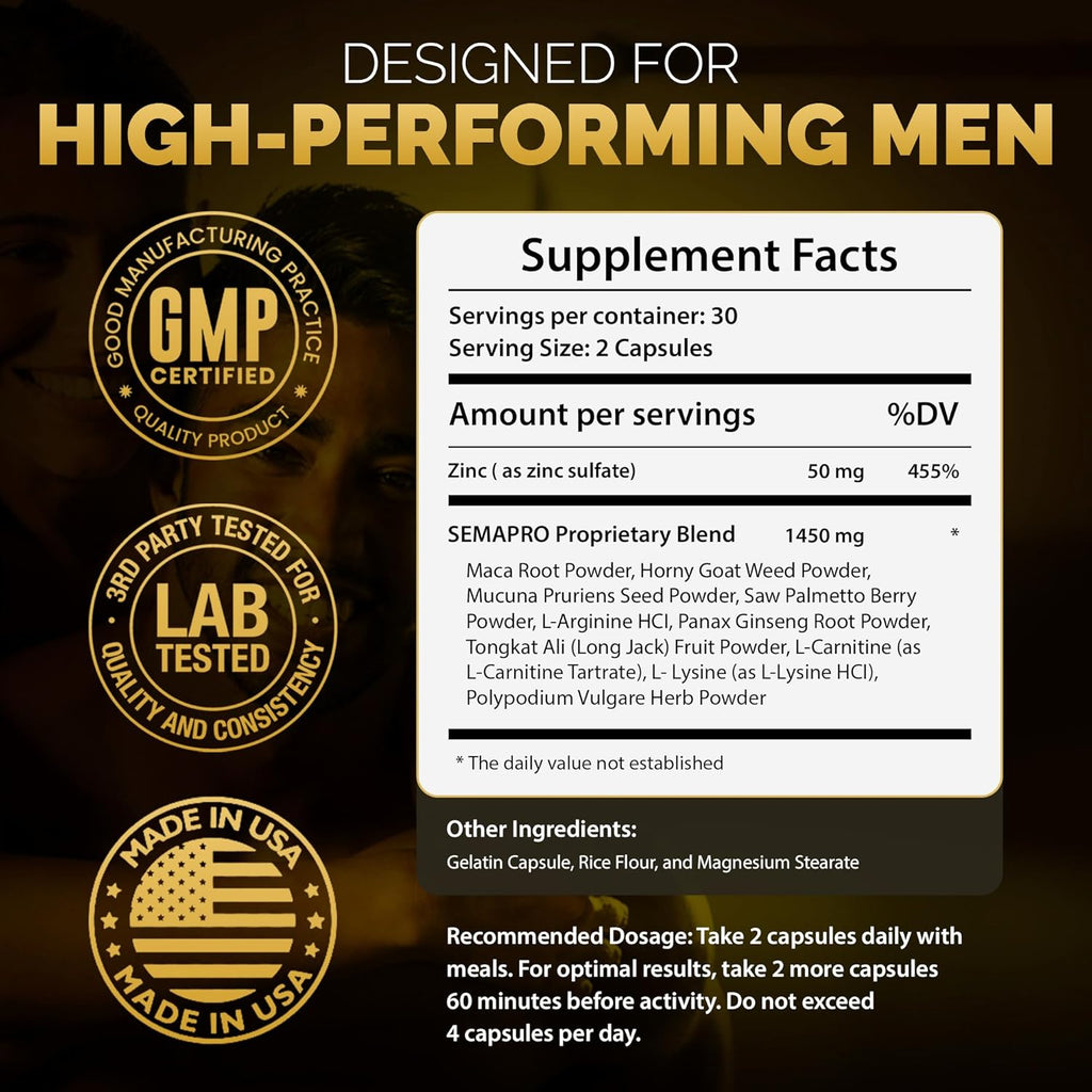 Semapro Extreme Volumizador de Semen y Energía Masculina - 60 Cápsulas