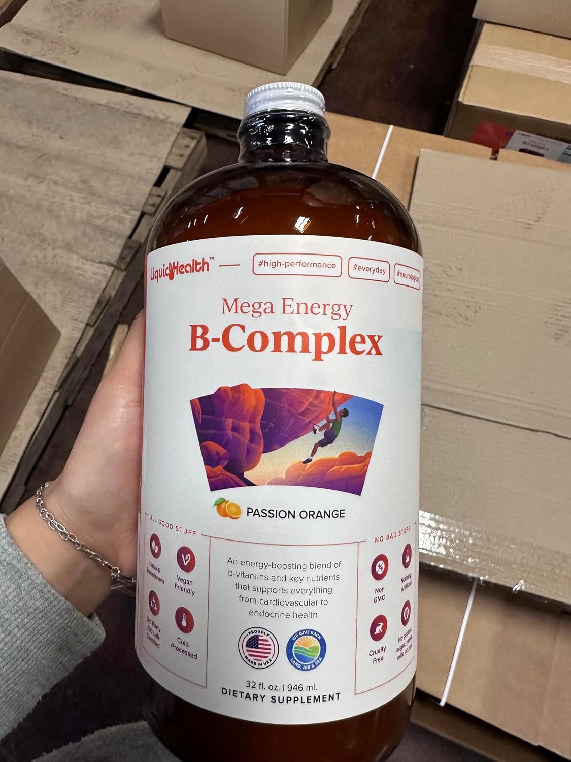 LIQUIDHEALTH Mega Energy Methylated B-Complex - Complejo B Líquido para Adultos - 946 ml