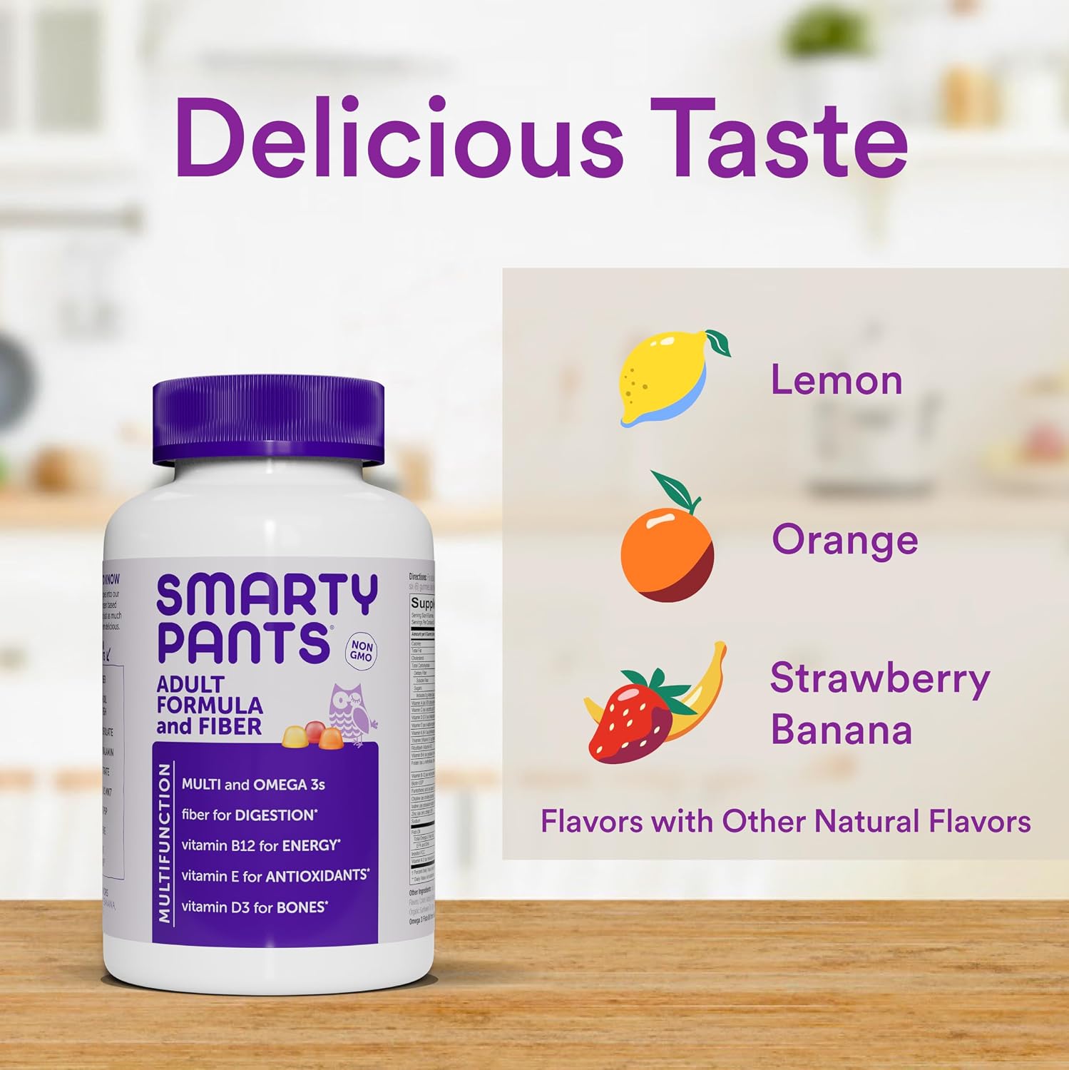 SmartyPants Men's & Women's Fiber & Multivitamin Supplement: Multivitamin Gummies with Vitamin D3, C, B12, B6, A, K & Zinc, Omega 3 (EPA/DHA), Biotin, 180 Count (30 Day Supply)