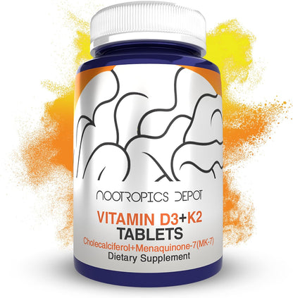 Nootropics Depot Vitamina D3+K2 con Vitamina – La vitamina D contribuye a la absorción y utilización normal del – Image 1