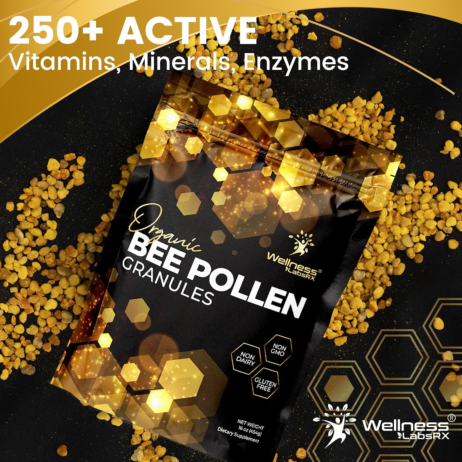 Gránulos de Polen de Abeja Orgánico, 2 Lb (2 Paquetes) - Superalimento Natural con Proteínas, Vitaminas y Minerales, Sin Gluten