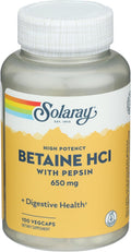Solaray HCl Pepsin Alta Potencia 650 mg, 100 Cápsulas Vegetales