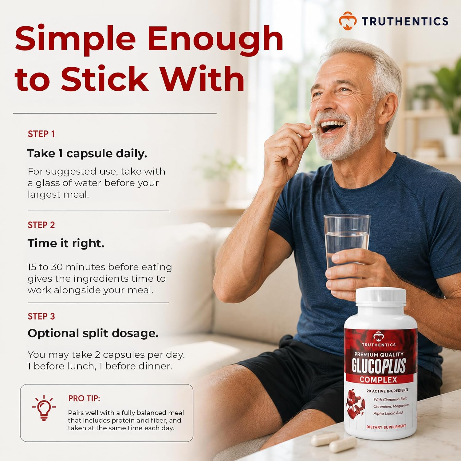 Truthentics GlucoPlus Apoyo Metabólico - 60 Cápsulas Vegetales