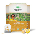 ORGANIC INDIA Té de Tulsi Original - Infusión de Albahaca Sagrada y Albahaca Africana, Relajante, Sin Cafeína - 18 Bolsitas, Pack de 3