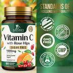 Vitamina C 1000 mg por ración Masticable - Sin Azúcar - Antioxidantes Extra - Suplemento Natural con Vitamina C y Escaramujo - Sabor Naranja - 60 Comprimidos