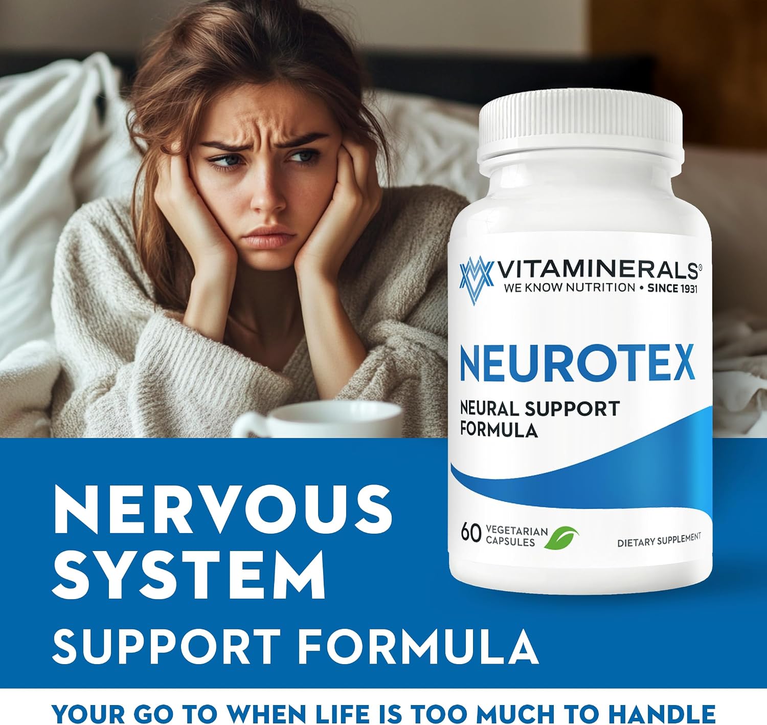 Vitaminerals® 119 Neurotex™ | Apoyo al Sistema Nervioso y Alivio del Estrés | Mente Tranquila | Estado de Ánimo Positivo | 60 Cápsulas Vegetarianas