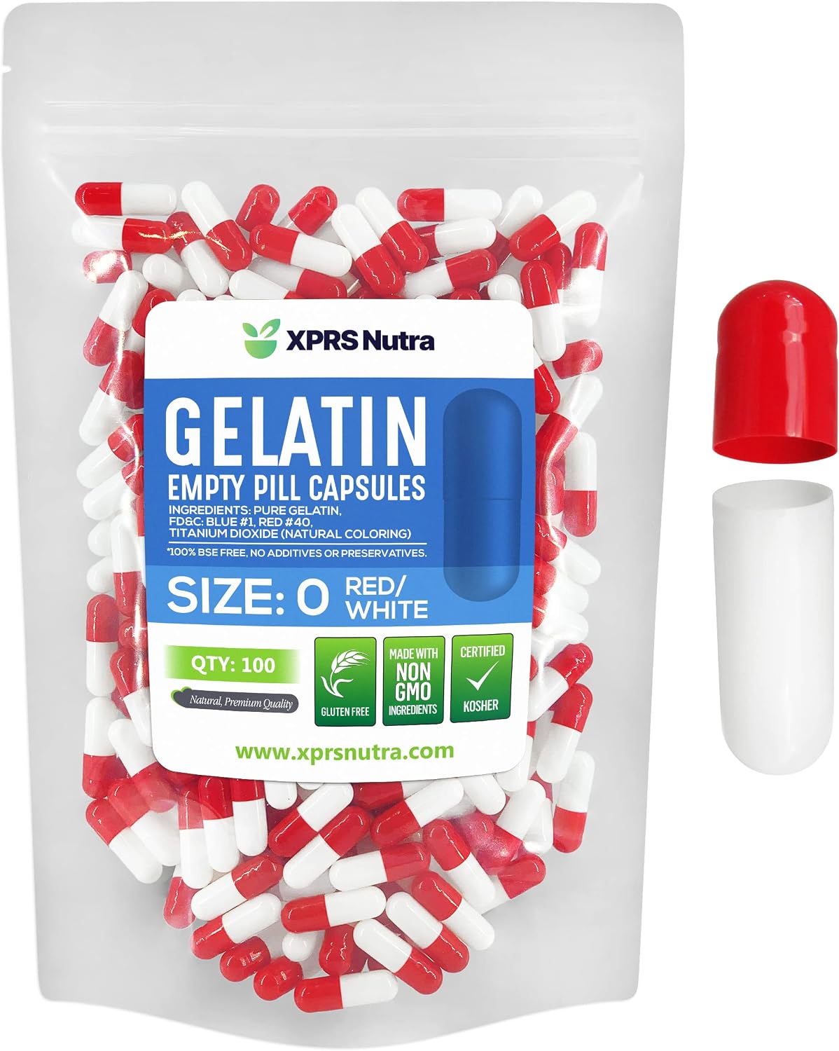 XPRS Nutra Cápsulas Vacías Tamaño 0 - 100 uds - Gelatina Bovina