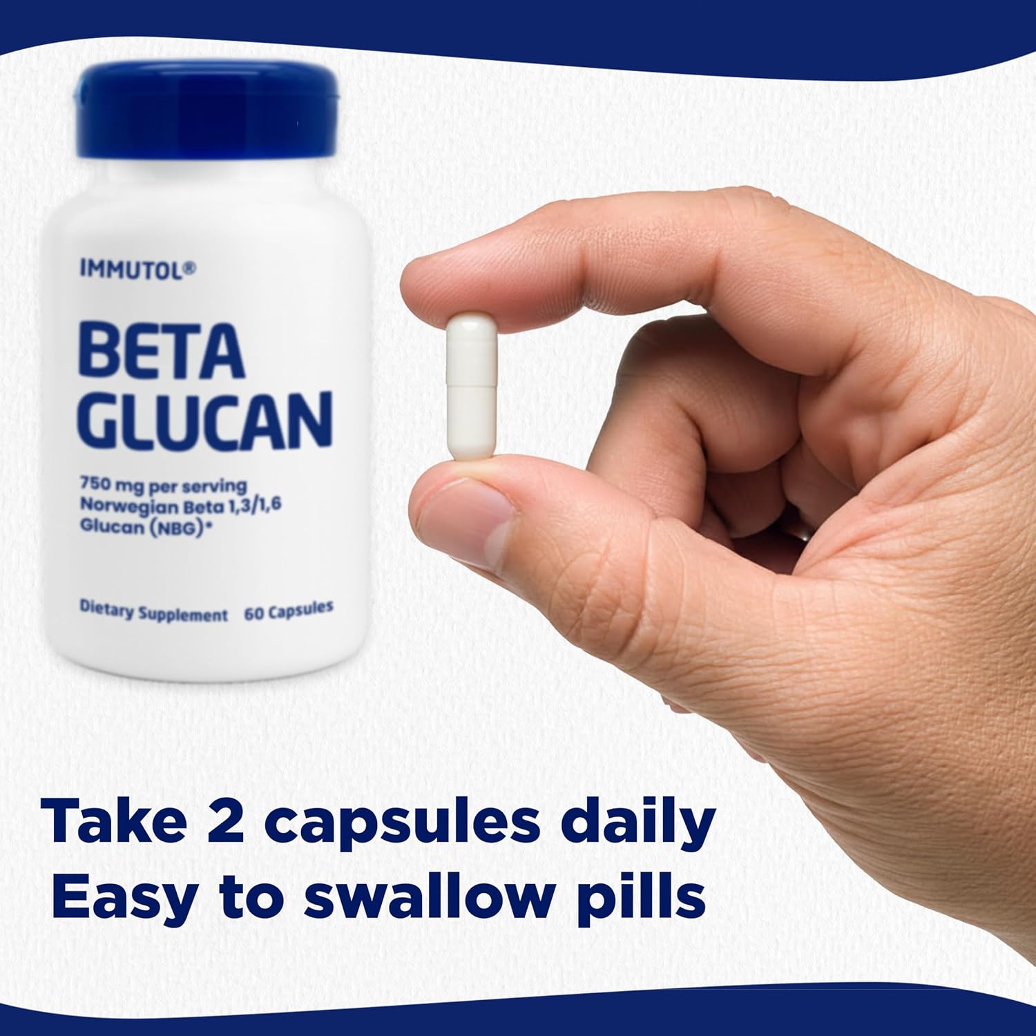 Immutol Suplemento de Apoyo Inmune - 750mg Beta Glucano 1,3 1,6 - 60 Cápsulas