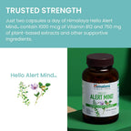Himalaya Hello Alert Mind - Suplemento para Energía y Enfoque con L-Teanina, Ashwagandha, Bacopa, Vitamina B6 y B12 - 60 Cápsulas Veganas
