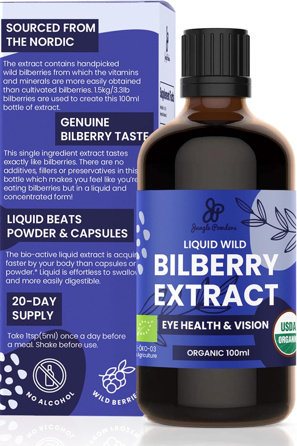 Extracto Líquido de Arándano Silvestre Orgánico - Jungle Powders (100 ml)