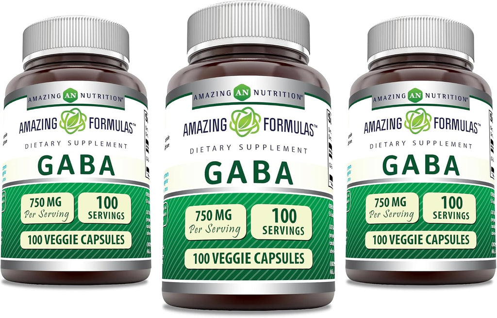 Amazing Formulas GABA 750 mg per Capsule - 100 Vegan Capsules
