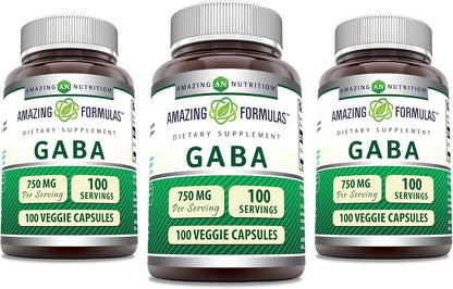 Amazing Formulas GABA 750mg Cápsulas Vegetales - 300 Unidades – Image 6