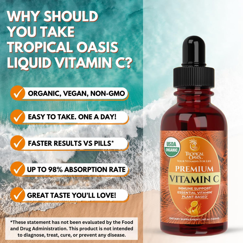 Tropical Oasis USDA Organic Liquid Vitamin C Drops - 60 Servings