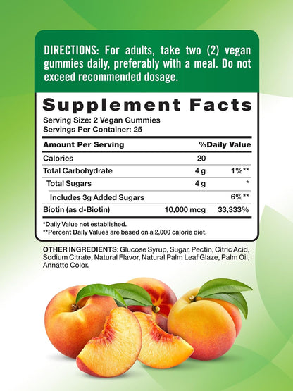 Nature's Truth Gominolas de Biotina 10000mcg – La biotina contribuye al funcionamiento normal del sistema nervioso. – Image 2