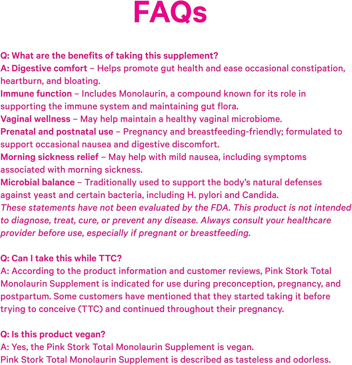 Pink Stork Monolaurin Pellets – Ácido Láurico Vegano para Apoyo Inmunológico y Digestivo – 226g