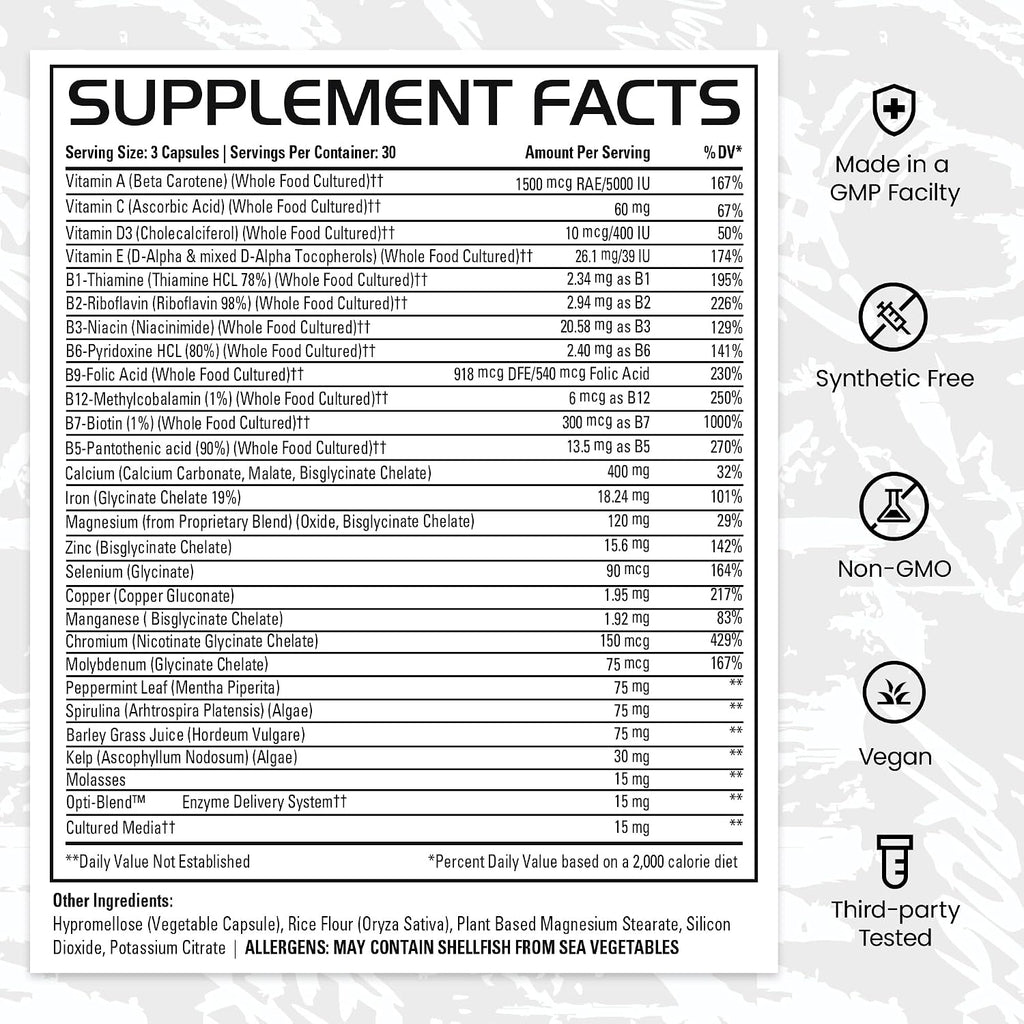 Gains in Bulk Square 1 Multivitamínico y Mineral para Hombres y Mujeres - 90 Cápsulas