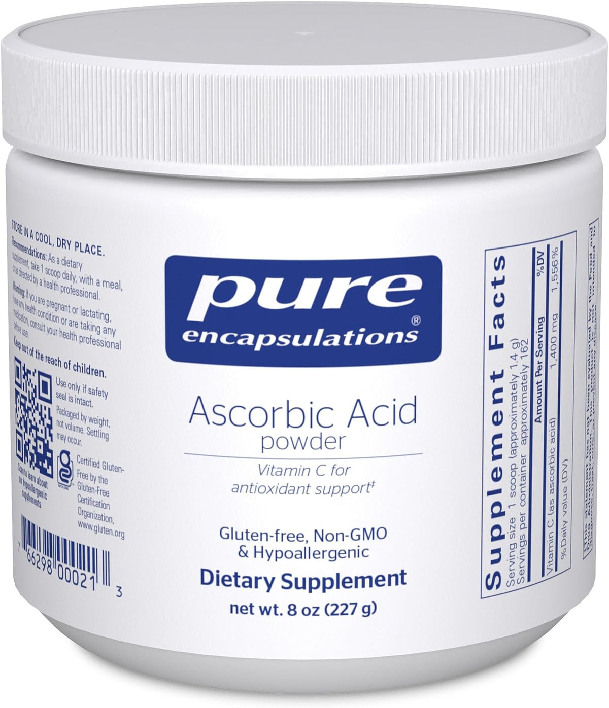 Pure Encapsulations Ácido Ascórbico en Polvo – Vitamina C Hipoalergénica, 227 g – Image 1