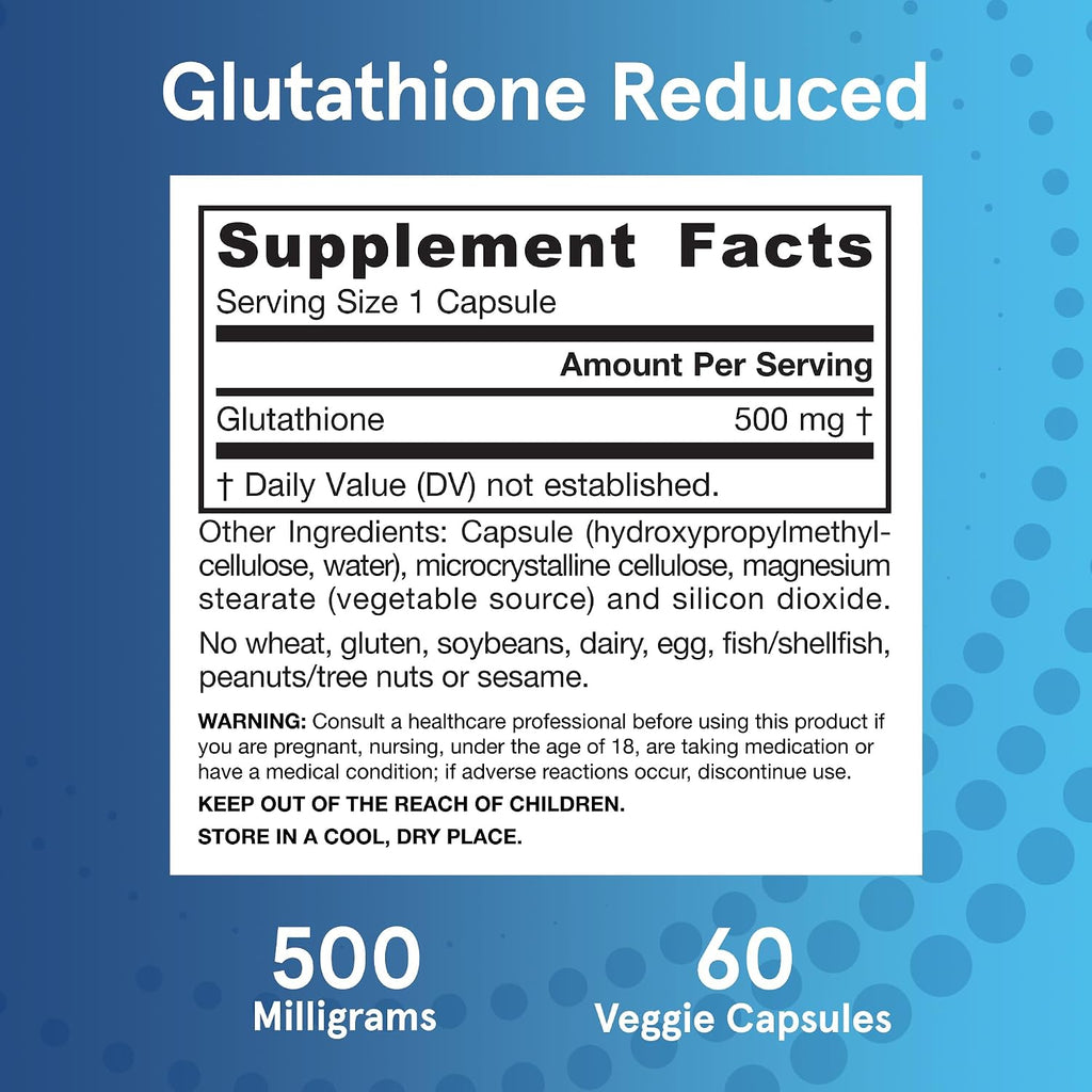 Jarrow Formulas Glutatión Reducido 500 mg – 60 Cápsulas Veganas