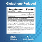 Jarrow Formulas Glutatión Reducido 500 mg – 60 Cápsulas Veganas