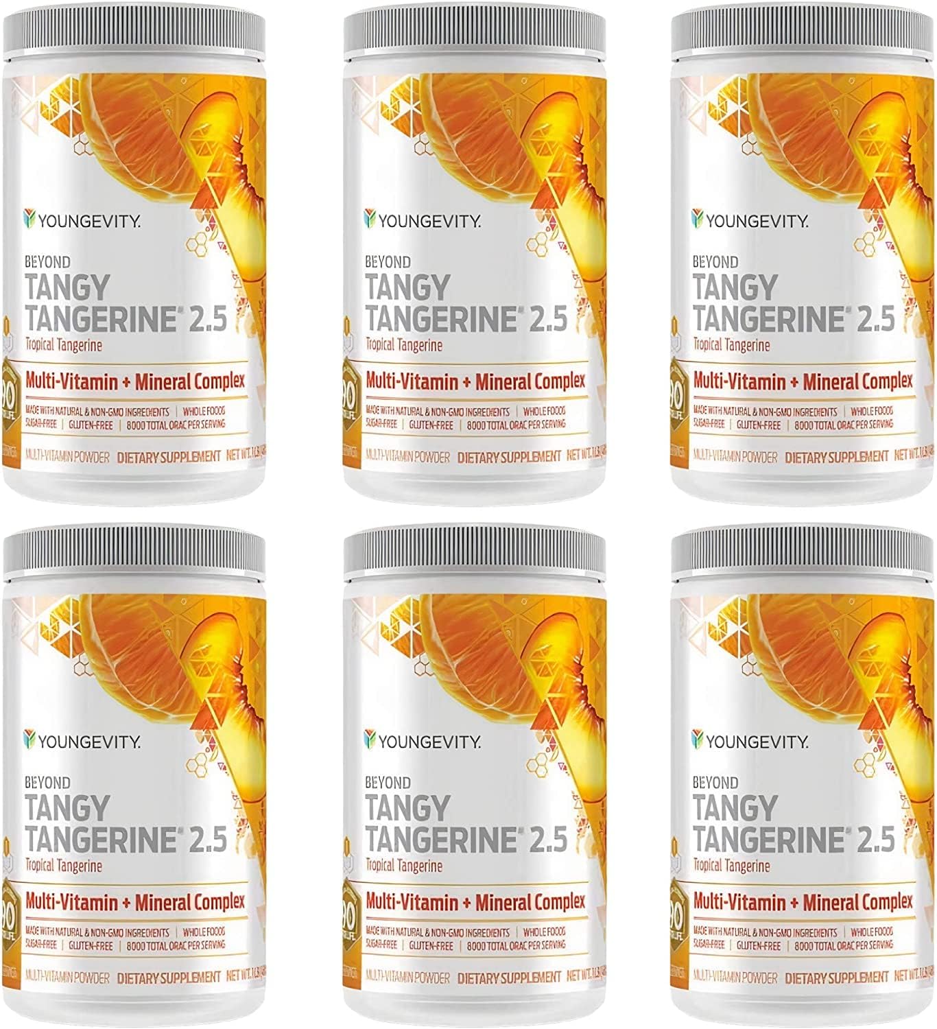Youngevity Beyond Tangy Tangerine 2.5 Tropical Tangerine - Complejo Multivitamínico y Mineral con Alimentos Naturales (6 unidades)