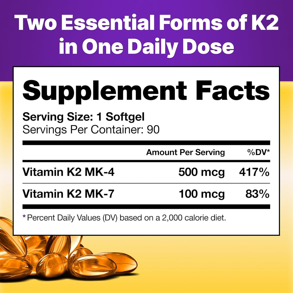 InnovixLabs Vitamina K2 Full Spectrum, 90 Cápsulas Blandas con 600 mcg de MK7 y MK4 Trans