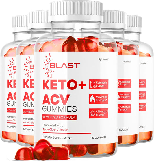 LIVORKA Blast Keto ACV Gummies - Pack de 5 (300 Gominolas, 5 Meses)