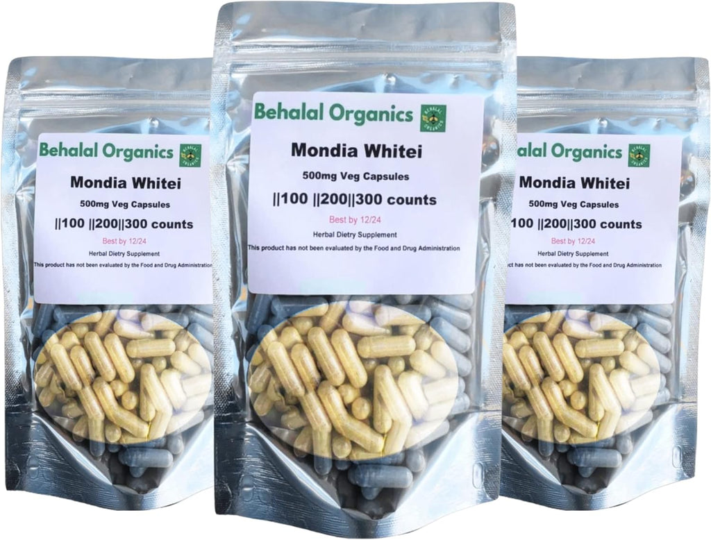 Mondia Whitei (Mulondo) Raíz en Polvo 500mg - 100 Cápsulas Vegetarianas
