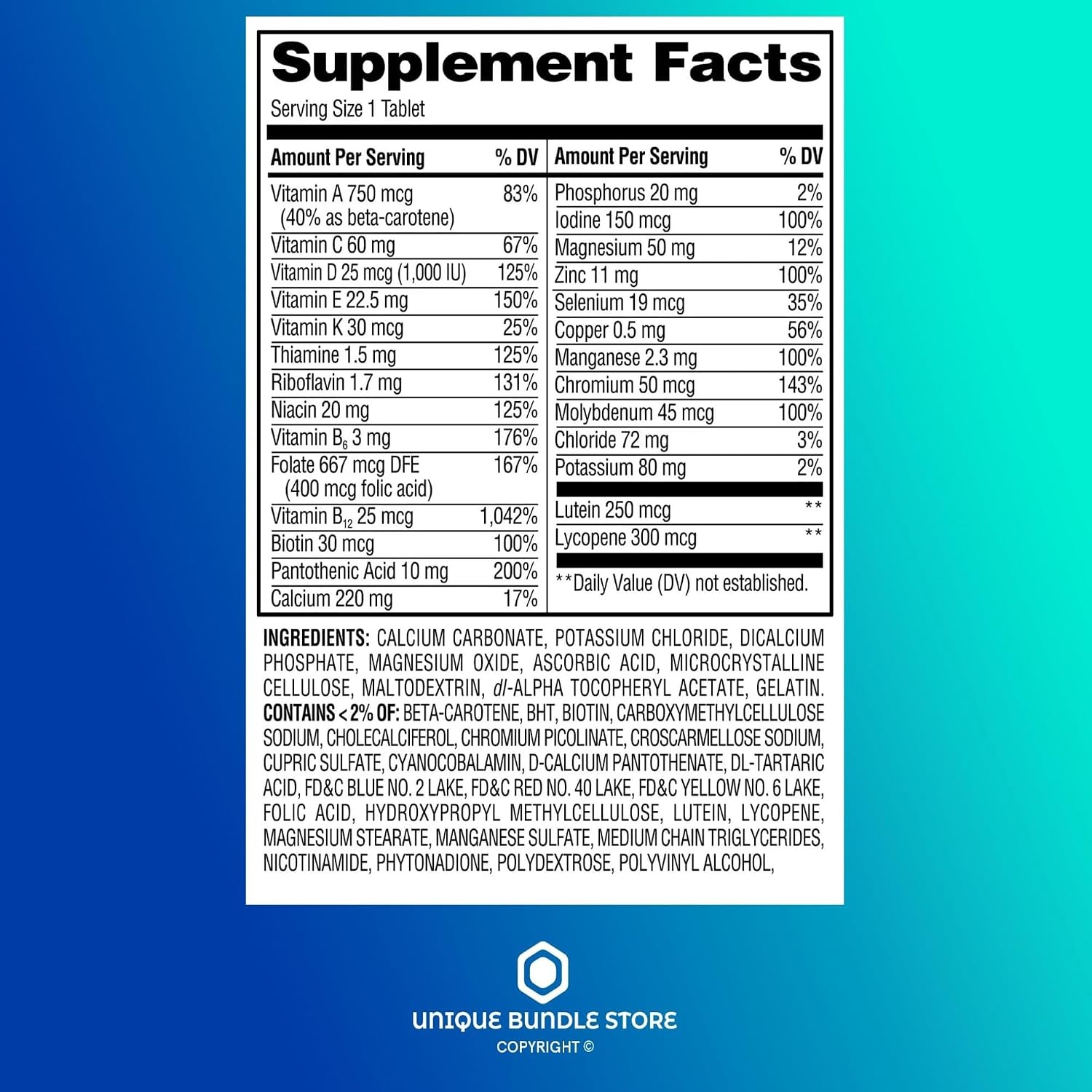 Equate Complete Multivitamin para Adultos 50+ - 125 Comprimidos + Pastillero