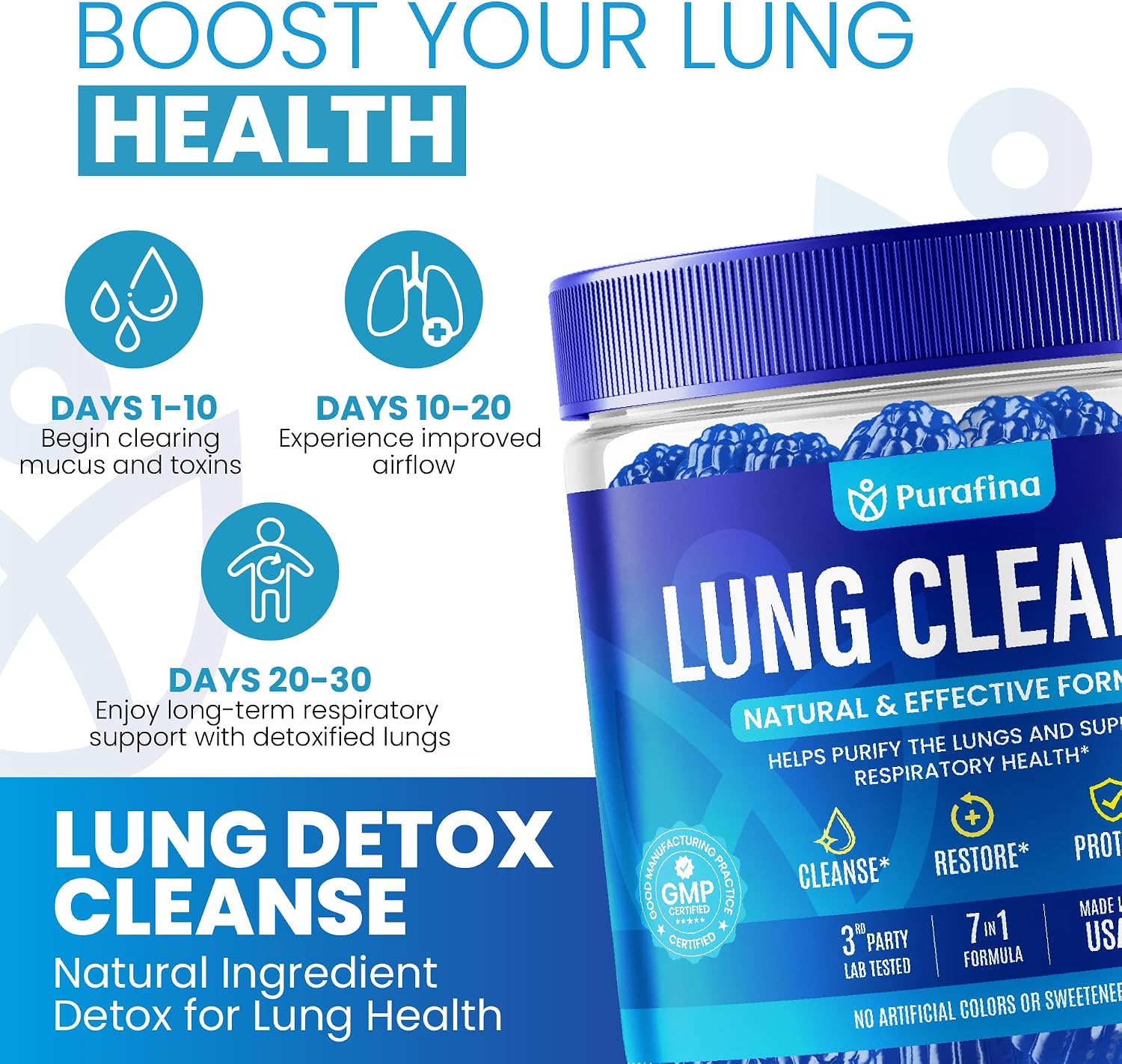 Purafina Lung Cleanse Gummies 7 en 1 - 60 Gominolas