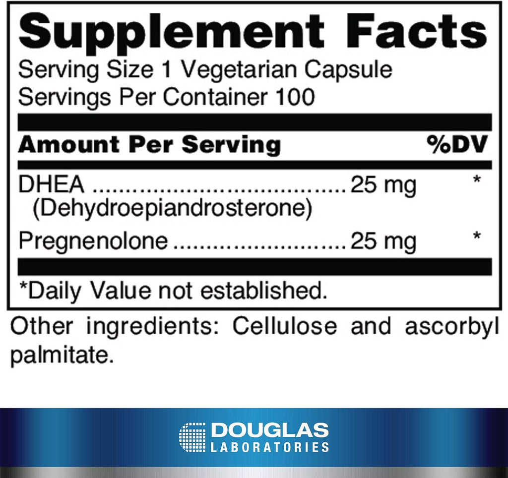 Douglas Laboratories DHEA Plus - 25 mg DHEA con Pregnenolona - 100 Cápsulas