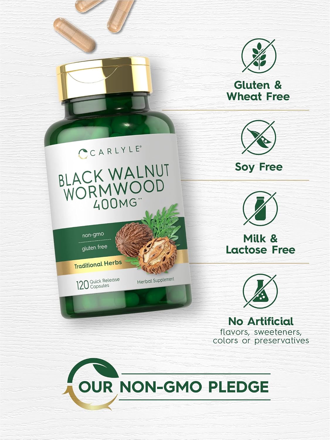 Carlyle Wormwood Black Walnut | 120 Cápsulas | Complejo Herbario