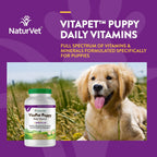 NaturVet VitaPet Multivitamínico para Cachorros con Aliento Fresco - 60 Comprimidos Masticables de Liberación Prolongada