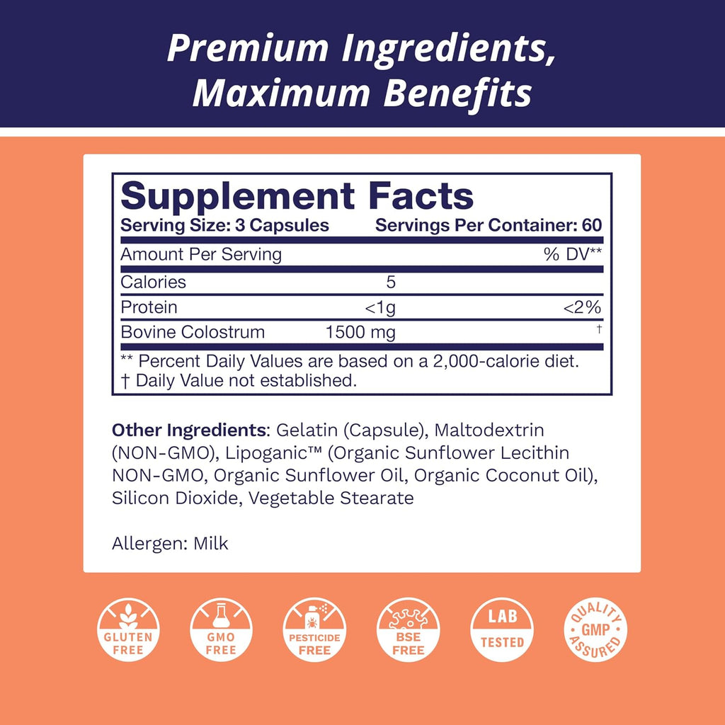 Life's Fortune Calostro Bovino Liposomal 1500 mg - 180 Cápsulas