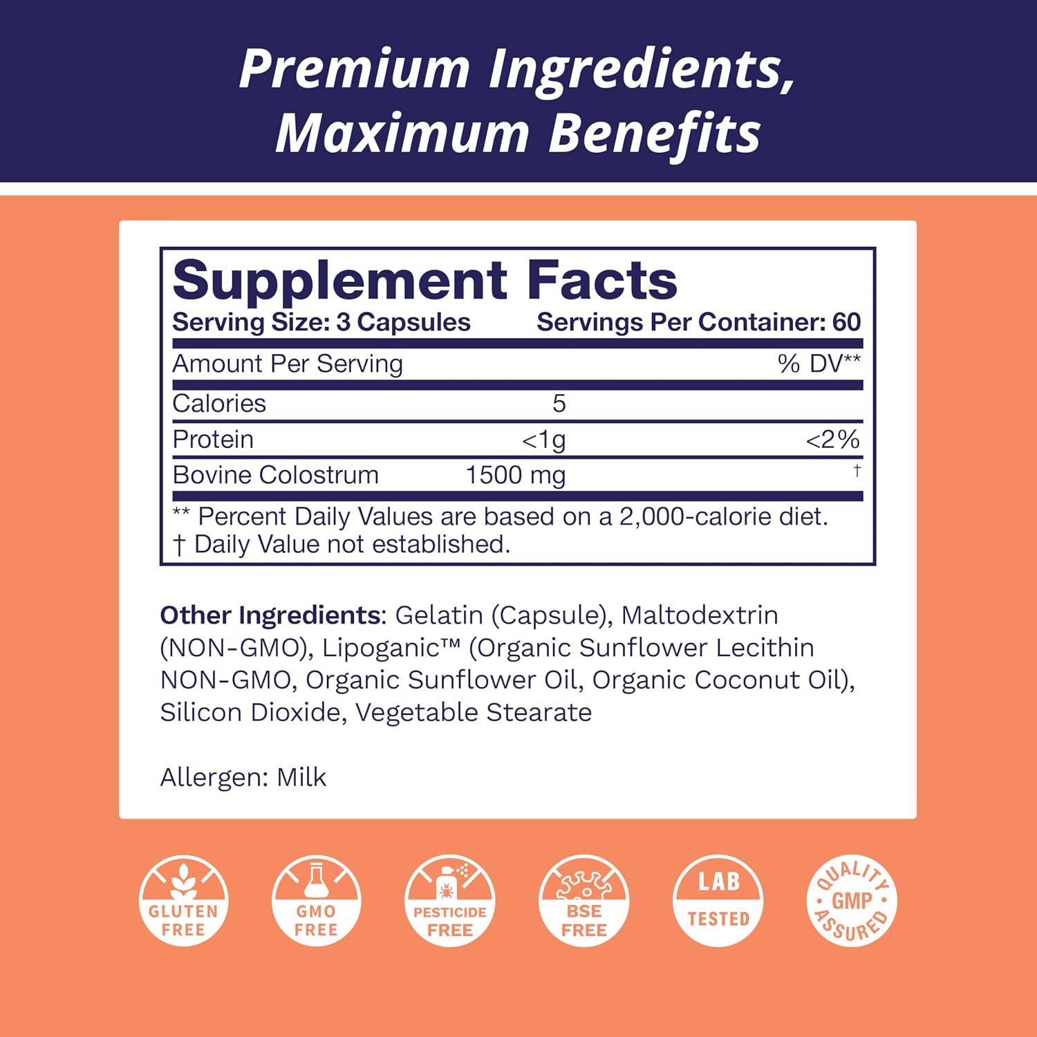 Life's Fortune Calostro Bovino Liposomal 1500 mg - 180 Cápsulas