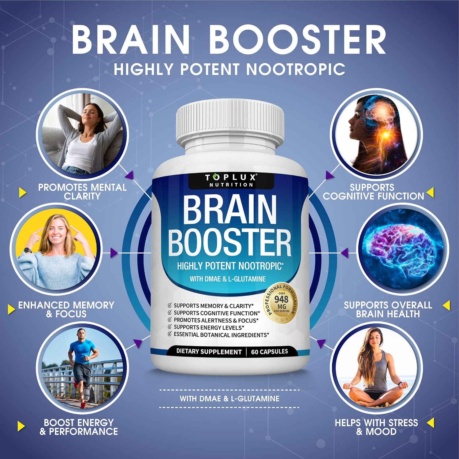 Toplux Brain Supplement Nootropic – 60 Cápsulas