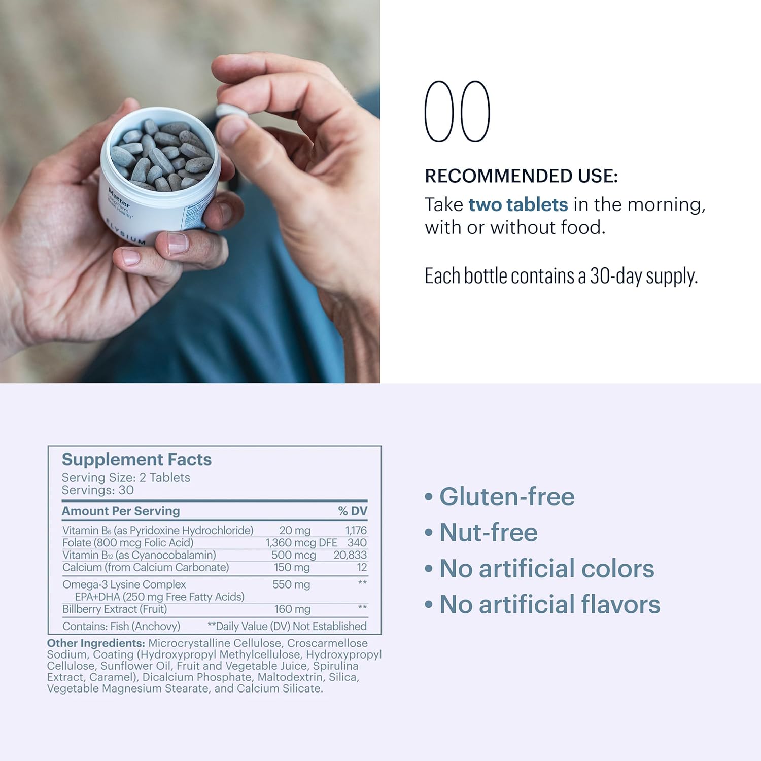 ELYSIUM Matter - Suplemento Cerebral con Omega 3 y DHA - 30 Dosis