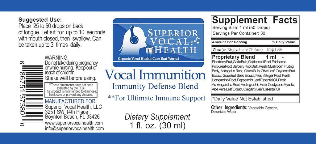 Vocal IMMUNITION - Fórmula Inmunológica Herbal y Orgánica para Cantantes