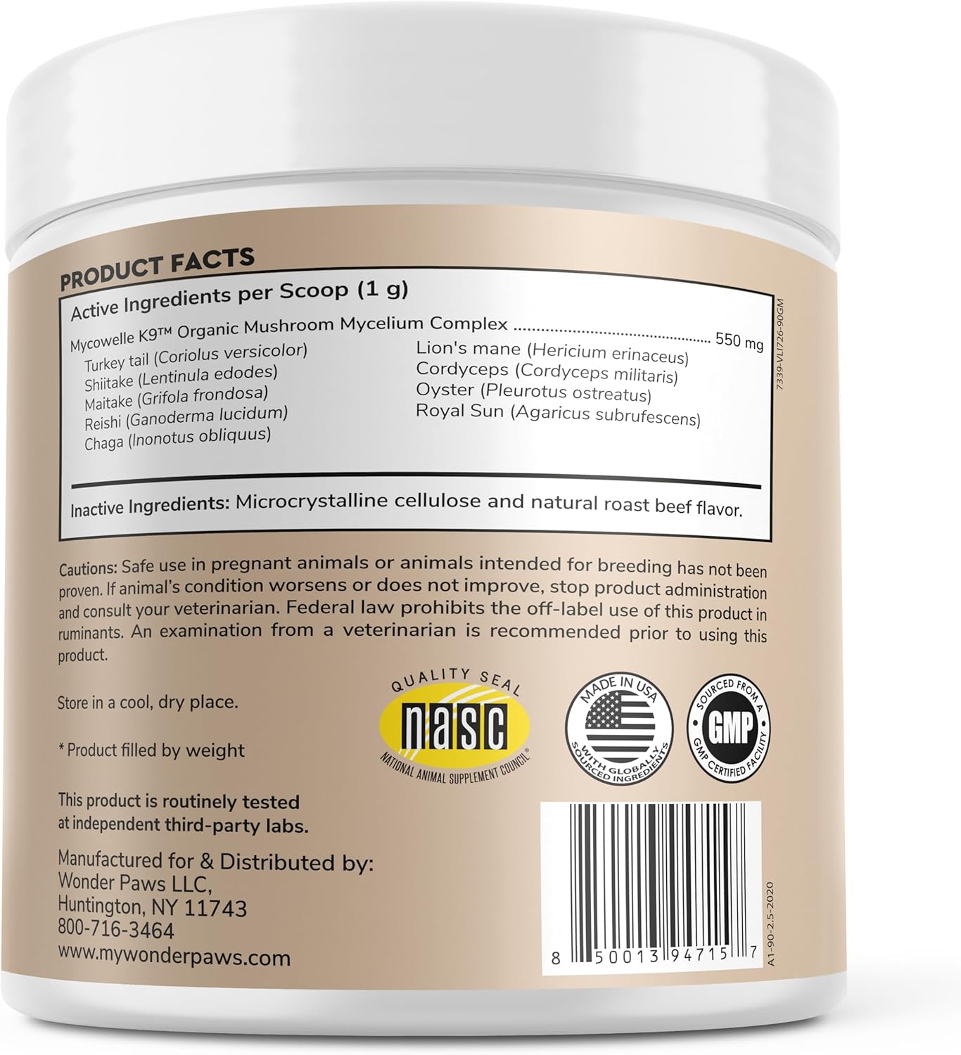 Wonder Paws Immune Support – Polvo de Setas Orgánicas para Perros, 90 Dosis