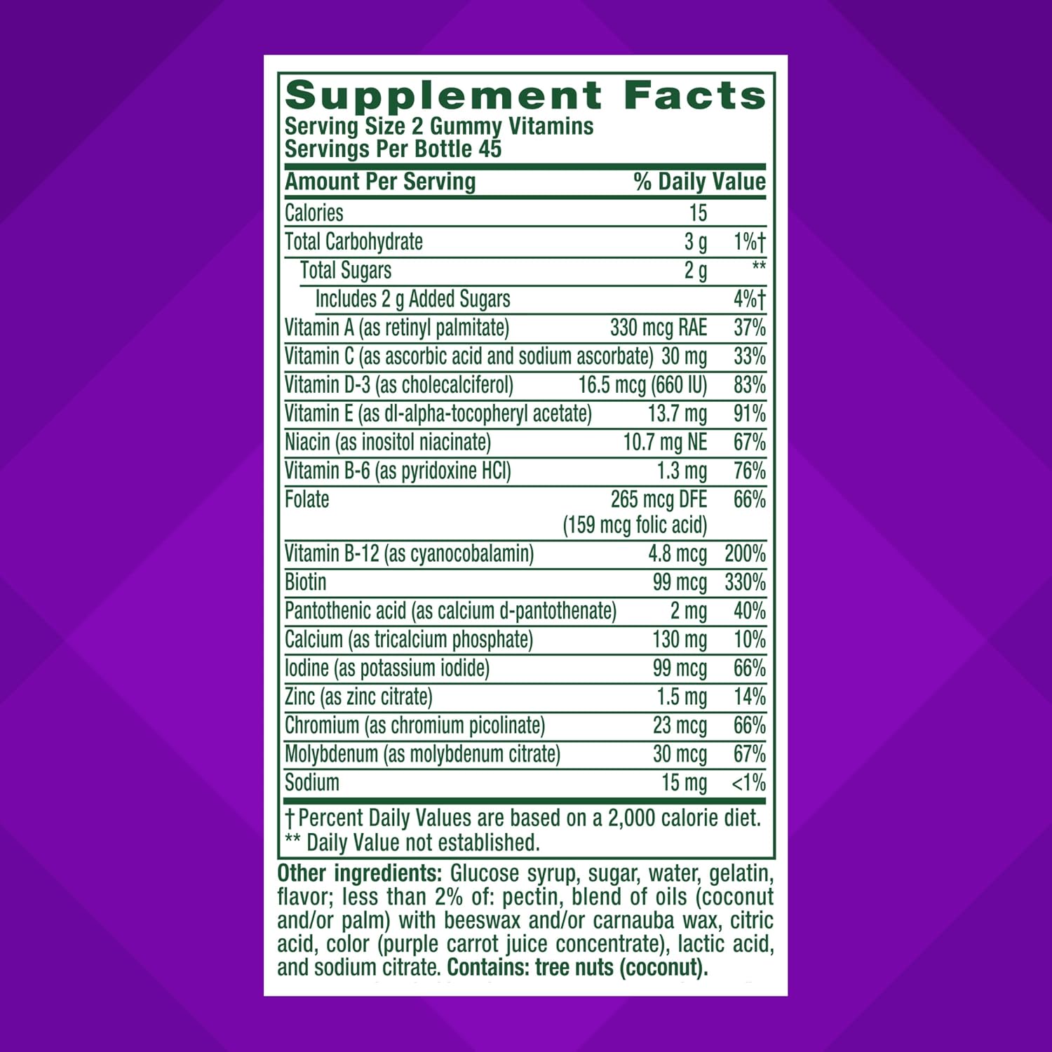 vitafusion GLP-1 Support Multivitamínico, Mezcla de Vitaminas y Minerales, 15 Nutrientes Esenciales, Sabor Cítricos y Bayas, 90 Gominolas, 45 Días
