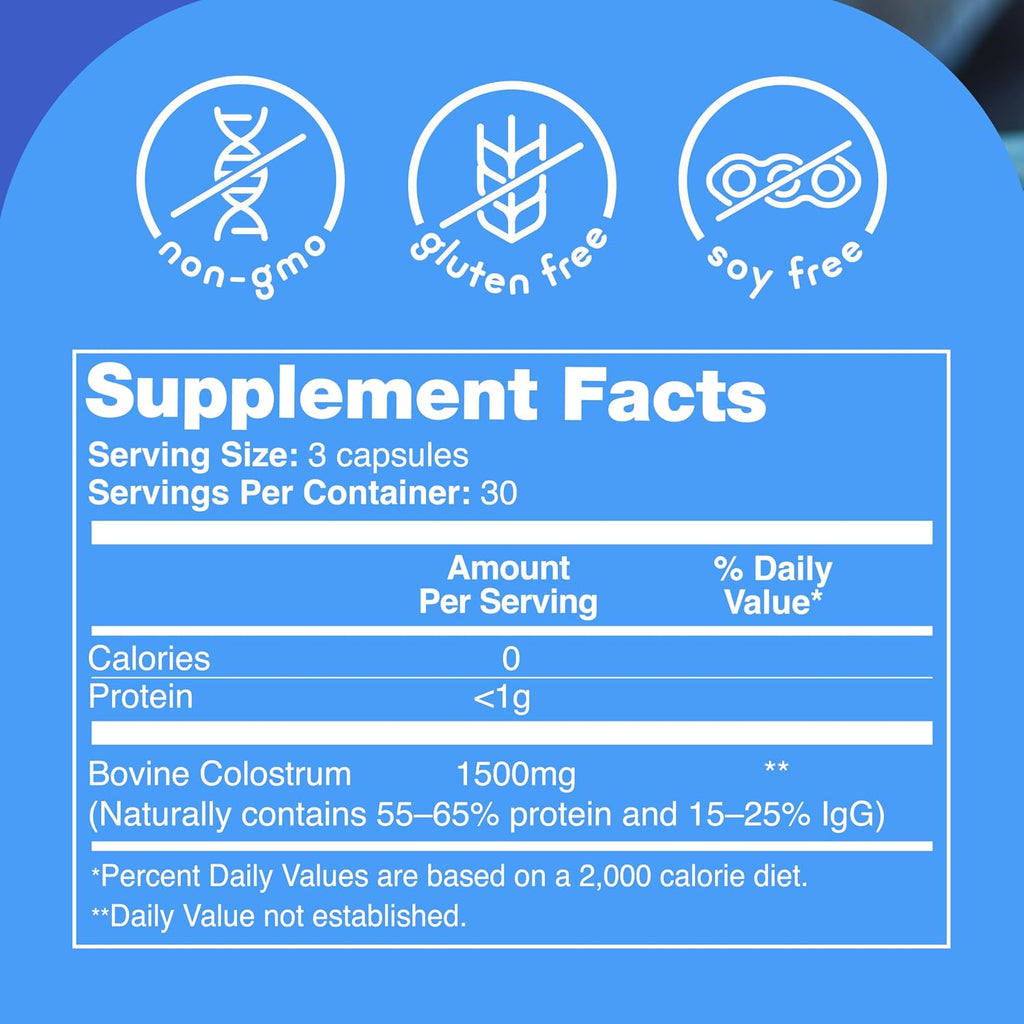 Zena Nutrition Pure Colostrum Capsules – Calostro Bovino Puro en Cápsulas, 1500mg