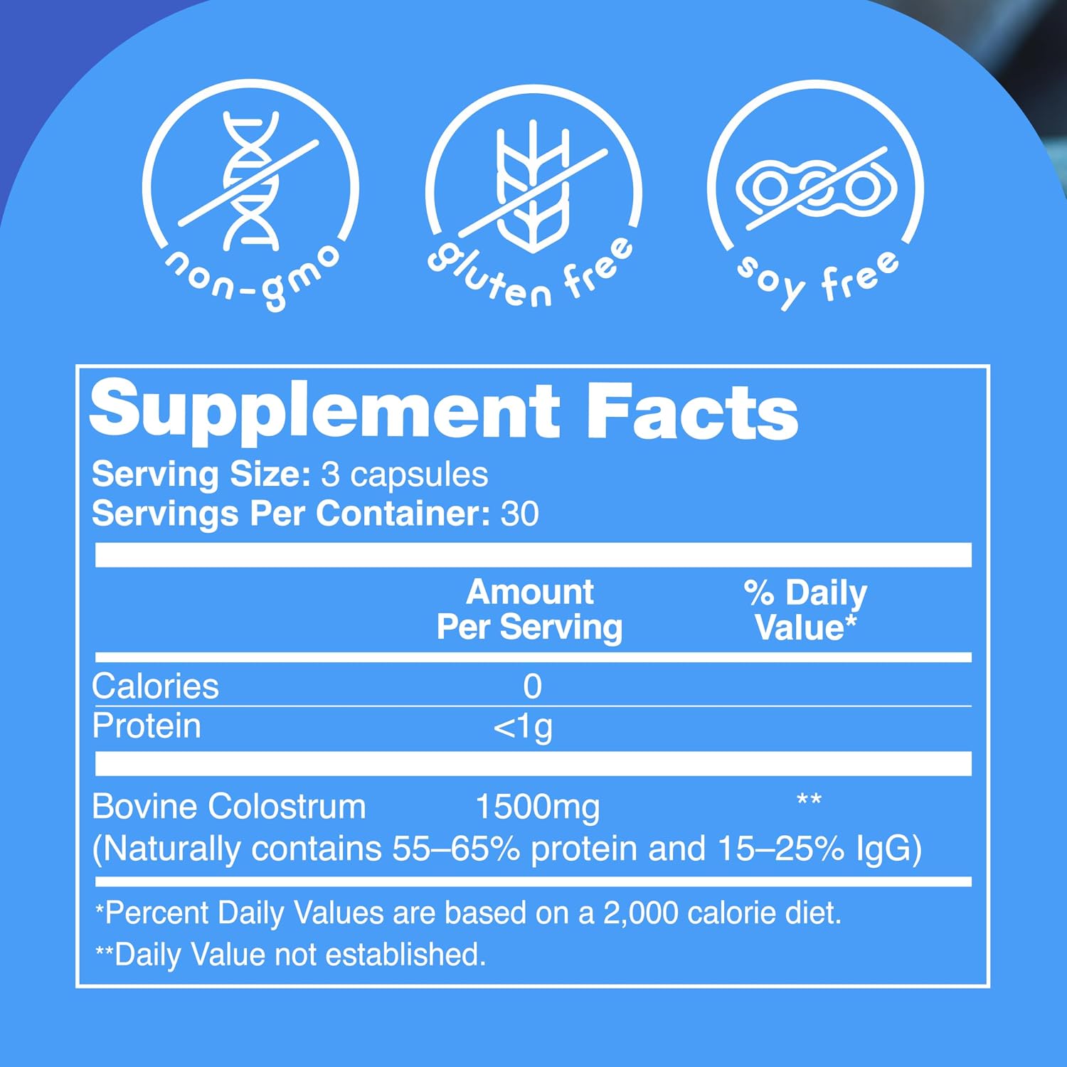 Zena Nutrition Pure Colostrum Capsules – Calostro Bovino Puro en Cápsulas, 1500mg