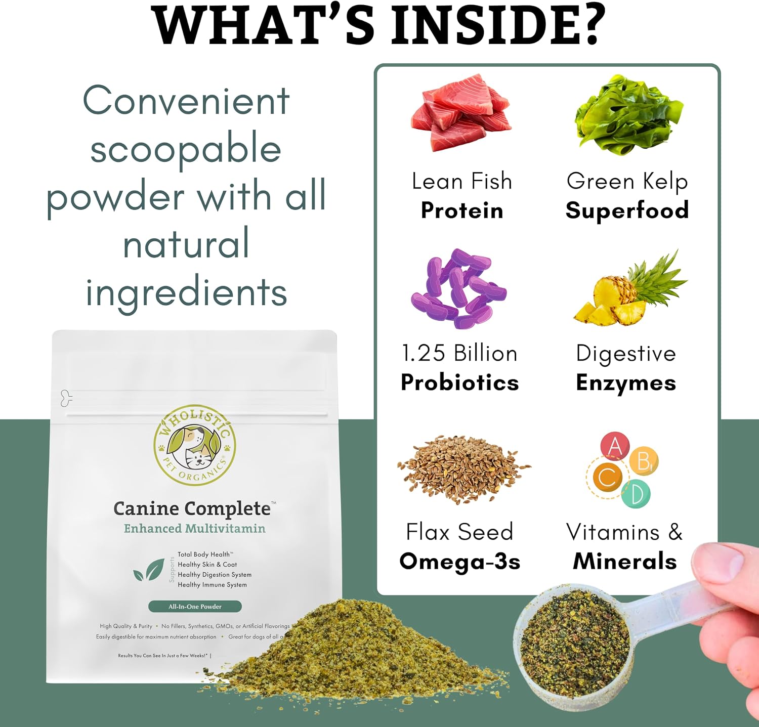 Canine Complete - Polvo Multivitamínico para Perros - 900 g - Vitaminas Diarias para Alimentación Casera - Salud Inmunológica, Piel, Pelaje y General - Todas las Razas - 90 Dosis